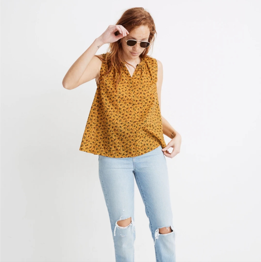Madewell Shirred Shell Tank in Calico Floral
